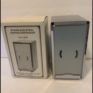 NEW Restaurant Style Stainless Steel Full Size Napkin Dispenser w/Rubber Feet